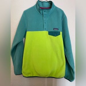 Patagonia Synchilla Aqua Green Lime Green Woman’s Size XL Fleece